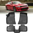 TPE Automotive Floor Mats & Cargo Liner for 2011-2023 Dodge Charger & Chrysler 300 (RWD) Rear-Wheel Drive ONLY, All Weather Cover Protection Waterproof Black Floor Liner Front & Rear Row Full Set