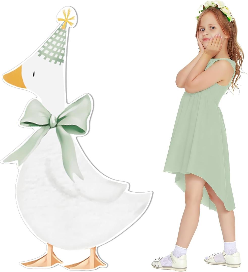 4 Feet One Silly Goose Party Decoration 1st Birthday Silly Goose Cardboard Cutout Standup Photo Props Party Back Drops for 1st Birthday Baby Shower Party Supplies (Green)