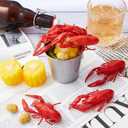 Gemscream 13 Pcs Crawfish Boil Party Supplies Fake Crawfish Party Decorations Lobster Cake Toppers Plastic Crayfish Potato Corn Metal Pail for Lobster Theme Birthday Festival Potluck