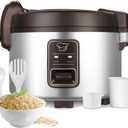 15.8QT Large Commercial rice cooker 84 cups cooked / 32 cups uncooked rice Commercial Electiric Rice Warmer for 60-70 people, with One-Touch Operation (Silver & Black)