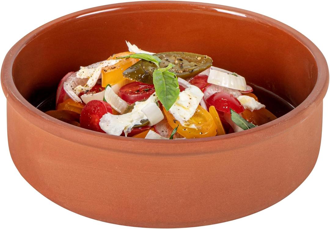 Restaurantware-Terra Tek 34 Ounce Terracotta Cazuelas, 2 Brown Glazed Clay Pots For Cooking - Oven-Ready, Microwavable, Terracotta Serving Pots, Dishwashable, For Cooking And Serving (34 oz - 7.5"/2 Count)