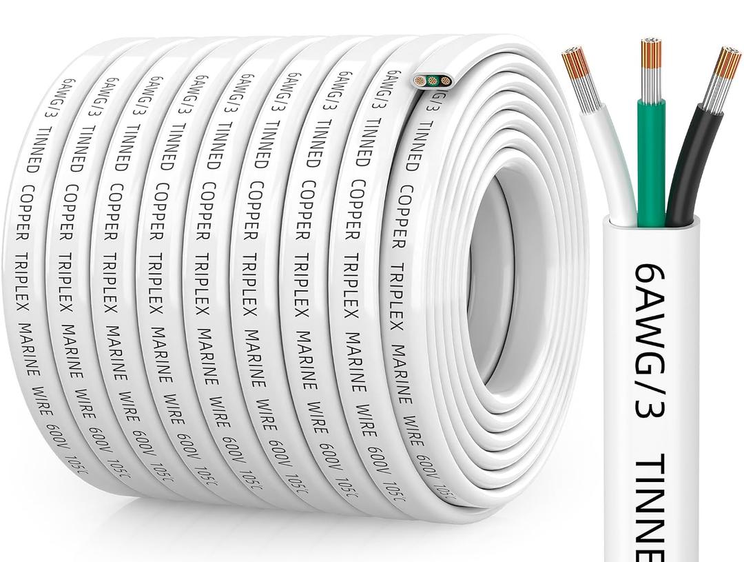 CONEPY 6 Gauge Marine Wire, 6/3 Wire Triplex Marine Grade Cable, 50FT