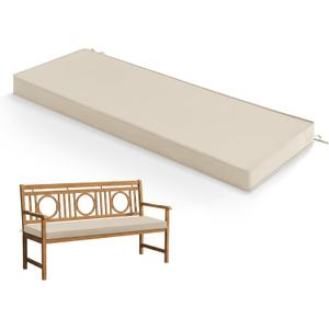 Summsun Outdoor Bench Cushion: Waterproof and Fade Resistant Patio Furniture Cushions - Non-Slip Bench Pad Cushion with Removable Cover for Garden Swing Porch Sofa Settee, 48 x 18 x 3 Inch, Beige
