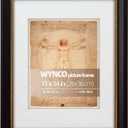 11x14 Mahogany with Rustic Gold Trim Vintage Picture Frame, Matted for 8x10 Photos or Art Works, 1.5 in Wide Frame Border Real Glass Cover, Bronze Inner