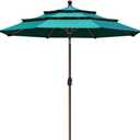 EliteShade USA 10-Year-Non-Fading 9Ft 3 Tiers Market Umbrella Patio Umbrella Outdoor Table Umbrella with Ventilation, Teal