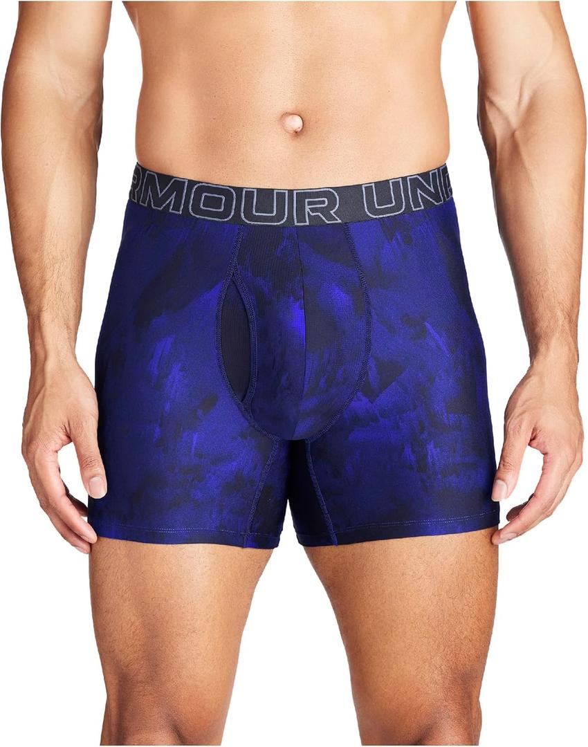 Under Armour Men's Multi-Pack Standard Tech 6" Inseam Boxer Brief (Large, Royal Windstream Print 3 Pack)