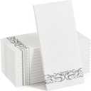 FOCUSLINE 100 Linen Feel Bathroom Napkins, Soft and Absorbent Disposable Guest Towels, Cloth-Like Paper Hand Towels Decorative Napkins for Dinners, Parties, Weddings or Events, Silver, 12" x 17"