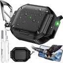 for AirPods Pro 3 Case with Lock & Carabiner, [IP68 Waterproof] [Military-Grade Protection] Full Body Shockproof Case with Phone Stand for AirPods Pro 3rd Gen with Cleaning kit (Black)
