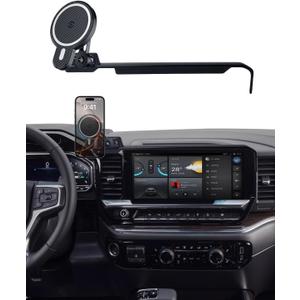 PZK Car Phone Holder for Chevy Silverado 1500/GMC Sierra 1500 2022 2023 2024 2025 2026 Accessories 13.4-Inch Screen Magnetic 15W Fast Wireless Charger Car Phone Mount with 360 Rotating Extension Rod