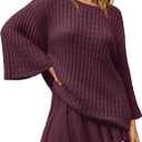 Yanekop Womens 2 Piece Sweater Skirt Set Loose Matching Lounge Sets Comfy Pajamas Set Long Sleeve Top and Skirt Sets (S)