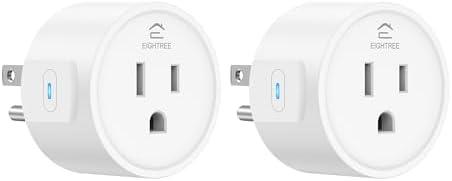 EIGHTREE Smart Plug 2025 Upgrade to 15A, Bluetooth & Wi-Fi Outlet Plug Dual Connection, Voice Control, Remote Control Outlet Timer Indoor, Smart Plugs That Work with Alexa & Google, 2.4GHz Wi-Fi Only