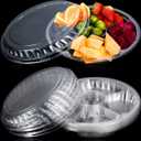 12 Pack Round Plastic Veggie Tray with Lid Fruit Tray 6 Divided Compartment Container Food Serving Dip Platter Reusable Catering Trays for Veggie Fruit Snack Party and Buffet TraysClear12inch