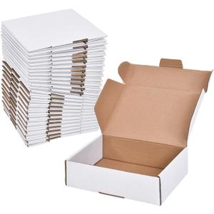Shipping Boxes, 7x5x2 Inches, White Corrugated Cardboard Literature Mailer, Set of 25