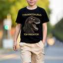 3D Dinosaur Printed Clothes for Boys, Cute Cartoon Animal T-Shirt and Shorts Summer Outfits 2 pcs (Black)