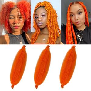 16 Inch Springy Afro Twist Hair Orange Marley Twist 3 Packs Kinky Braiding Hair Soft Locs Crochet Cuban Twist Orange Kinky Curly Hair for Distressed Faux Locs