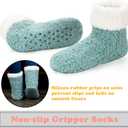 cosyone1997 Women's Fuzzy Slipper Socks with Non-slip Grippers, Cozy & Unique Gifts (Aqua)
