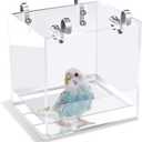 Hanging Bird Bath Cube Bird Bathtub Bath Shower Box Bowl Cage Accessory for Little Bird Canary Budgerigar Parrots Crested Myna Cockatiel Lovebird Parakeet Bath (Large) (6.3 x 6.3 x 6.3 inch)