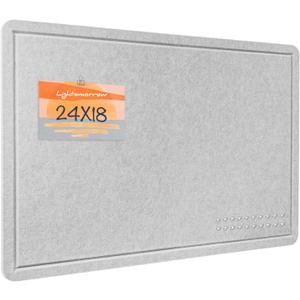 Lightomorrow Bulletin Board, 60 x 45 cm Decorative Felt Pin Board, Vision Cork Board Alternative for Wall, Foldable Photo Board with 20 Pushpins - Light Gray