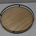 Defined Deco 12in Decorative Tray-Round Serving Tray with Metal Handle-Decorative Trays for Home Decor,Living Room Decor,Coffee Table Decor,Rustic Wooden Tray for Kitchen Table Decor,Dining Table. (Brown)