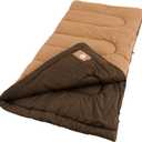 Coleman Dunnock 20°F Big ‘n Tall Sleeping Bag, Cold-Weather Sleeping Bag Fits Adults up to 6ft 4in, Machine Washable, Flannel Liner