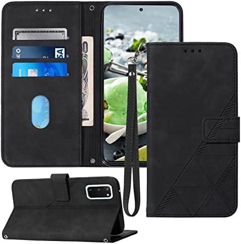 Moment Dextrad for Galaxy S20 Case Wallet, Card Holder Slots, Wrist Strap, TPU Interior Protective, Stand PU Leather Folio Flip Cover for Samsung S20 5G 6.2 inch (Black)