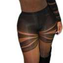 Sexy Jumpsuits for Women Print See Through Long Sleeve Jumpsuit Bodycon Mesh Jumpsuit Party Club Outfits (Small, Black)