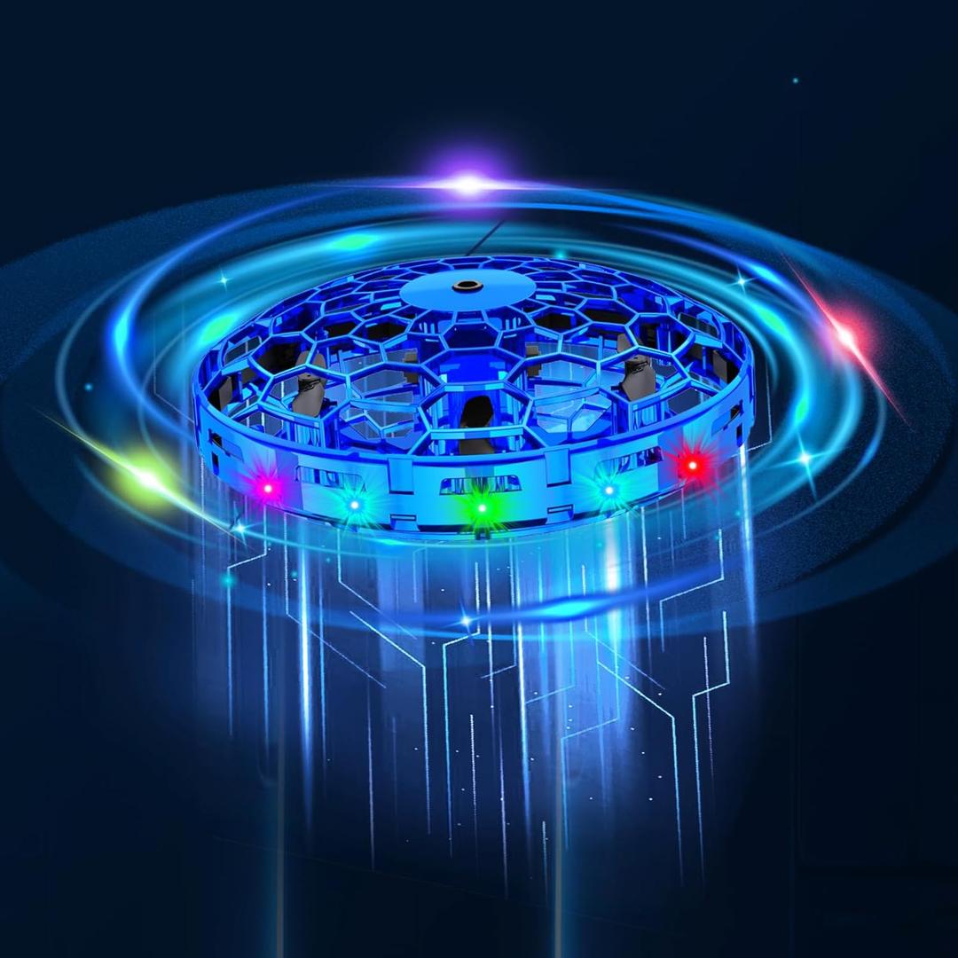 Mini Drone For Kids,Hand Operated Small Drone Indoors&Outdoor,Colorful Stunts Flying Ball Toy,Stem Toys For Children,Birthday And Christmas Gift For 6 7 8 9 10 11 12+ Year Old Boys Or GirlsBlue