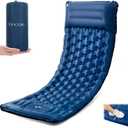 Toncoke Sleeping Pad, 4.7" Extra-Thick & Ultralight Inflatable Camping Mat with Pillow, Built-in Foot Pump, Compact for Backpacking, Camping, Hiking, Travel  Navy Blue