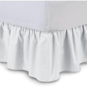 1 PC Wrap Around Ruffled Bed Skirt,100% Egyptian Cotton Fabric | 600 Thread Counts Cal-King Size-White-Dust Ruffle Soft and Smooth Quality, Ruffled for Full Beds with 20 Inches Drop Length