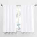 NICETOWN Window Curtain Panels - Semi Blackout Rod Pocket Curtain Set for Bedroom (White, 2 Panels, 42 by 48)