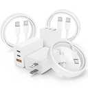 USBC Super Fast Charger 100W(in Total), 3-Port Typc-C Charging Block 65W for iPhone 17/ 16/ 15 Pro Max, Plus, iPad Air, MacBook, Samsung Galaxy S26 Ultra/ S25, Tab, Android, 3+3FT USB &5+5+9+9FT USBC Cable