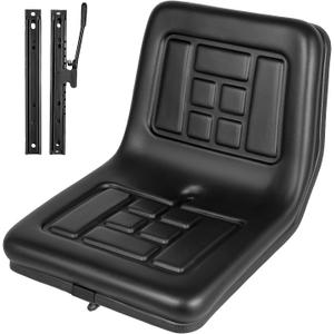 Universal Tractor Seat - Adjustable PVC Leather, High Back Replacement for Tractors, Forklifts, Riding Mowers - Ergonomic Design, High Compatibility, Black