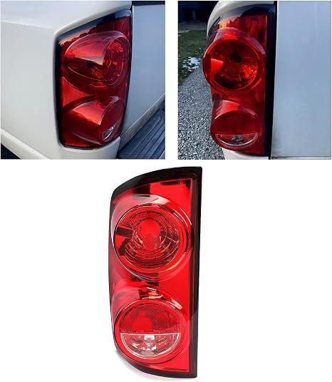 ECOTRIC Halogen Tail Light Compatible with 2007-2009 Dodge Ram 1500 2500 3500 Pickup Truck Driver Side Taillight Signal Lamp Replacement for 55277303AB 55277303AC CH2800165
