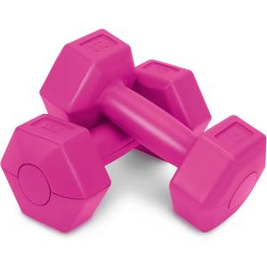 RBX Vinyl Coated Hand Weight Dumbbell Set - Hex Shaped, Roll Free for Body Building/Sculpting/Strength Training Exercise, (Set of 2) (Pink), Size: 2lb