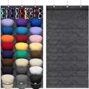 Pack of 2 Yonsya Hat Organizer Racks for Baseball Caps and Sunglasses, Hat Rack for Wall, Sunglass Organizer 24 Pockets 9 Holes(Gray)