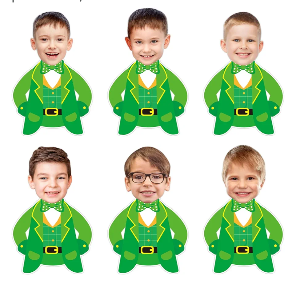 36 Pcs St. Patrick's Day Leprechaun Gnome Cutouts for Bulletin Board Decoration with Photo Space for DIY Photo Craft Shamrock Classroom Party Décor (Leprechaun-M) Pack of 8