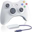 Wireless Controller for Xbox 360, 2.4GHZ Gamepad Joystick Controller Remote for PC Windows 7,8,10 with Receiver Adapter, White