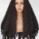 Afro Wig V Part Kinky Curly Wigs for Black Women, 180% Density Wear and Go Glueless Wig with Unique Bouncy Curls in the End, Synthetic No Leave out Clip in (Natural Black #2, 24 Inch)