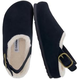 CUSHIONAIRE Luz Suede Clogs for Women with Fuzzy Lining, Size 11