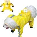 Yeduzyn Dog Raincoat with Boots,Waterproof Dog Raincoats with Hood for Small Medium Large Dogs,Raincoat with Reflective Strap, Lightweight Rain Jacket with Leash Hole (Yellow Flower, Medium)