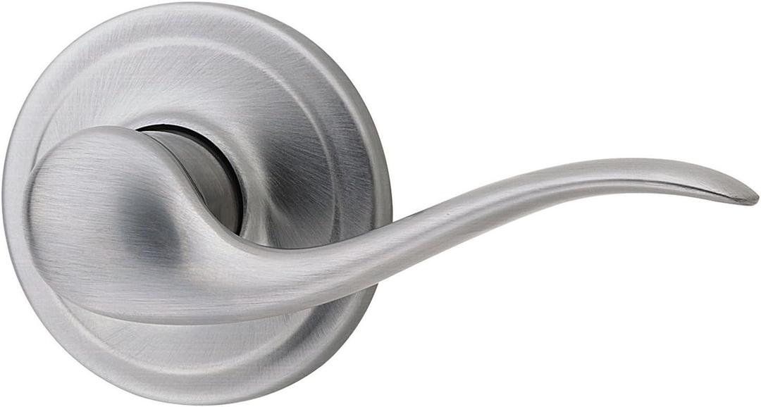 Kwikset Tustin Interior Passage Door Handle, Lever For Closet and Hallway Doors, Reversible Non-Locking Handle Lever, Satin Chrome, 1 Count (Pack of 1)