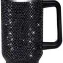 HWISDMIG 40oz Tumbler with Handle-Glitter Rhinestones Tumbler Bling Cups Stainless Steel Water Bottle Diamond Studded Tumbler for Women-Birthday Gifts for Women, Mom, Wife, Girlfriend (40 oz, Black)