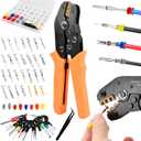 950pcs Pin Connectors Kit with Crimping Plier, Car Electrical 1/1.5/1.8/2.2/2.3/2.8/3.5mm Male & Female Wires Pins Seals Removal Tool kit, Motorcycle Non-Insulated Plug Crimp Set