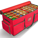 Christmas Ornament Storage Box -Up to 160 Holiday Ornaments with Adjustable Dividers & 6 Pockets Large Capacity Storage Container for Christmas Decorations Toys Gift Wrap Organizer