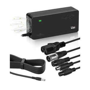 UZI 48V-54.6V 3Amp Charger (6 Plugs Universal,and Built-in Small Fan Cooling System) for Fast and Safe Charging of 48V Li-ion Battery for E-Bikes/Electric Scooter/Bicycle/Pedicab,etc.