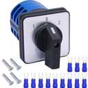 Taiss Universal Changeover Switch 32A 690V 3 Position 12 Terminals Latching Rotary Cam Selector Switch + SV2-4s Blue Connection Terminal LW26-32/3
