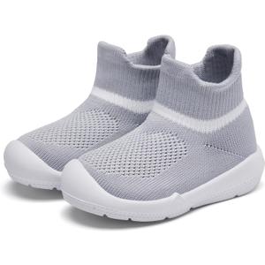 MORENDL Toddler Sock Shoes Baby Walking Shoes Infant Slippers Boys & Girls Non-Slip Sneakers, 0-6 Months Infant (Grey)