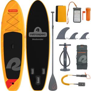 Retrospec Weekender Inflatable Stand Up Paddle Board Includes Paddle, Pump, and Accessories 106 Lightweight iSUP, Puncture Resistant Inflatable Paddle Board for Adults