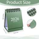 2026-2027 Mini Desk Calendar 2-Pack 18 Months Compact Standing Flip Calendar, Twin-Wire Binding, Clean Monthly Layout, Sturdy Cardstock, Cute Retro Design for Home Office School (Black, Green)
