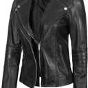 Decrum Real Women Leather Jacket - Casual Stylish Lambskin Leather Jackets for Women Size L